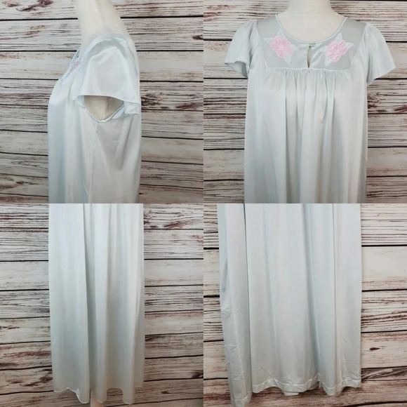 Shadowline Small Vinatge Blue Nylon 2-pc Nightgown w/ Matching Robe - Picture 11 of 12